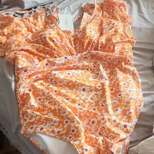 BloomChic Sz 18 - 20 Orange Floral One Piece Swimsuit